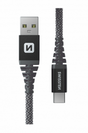 SW DATOVÝ KABEL  KEVLAR USB / USB-C 1,5 M ANTRACIT
